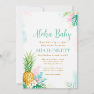 Aloha-Ananas-Tropisches-Babyshower Einladung