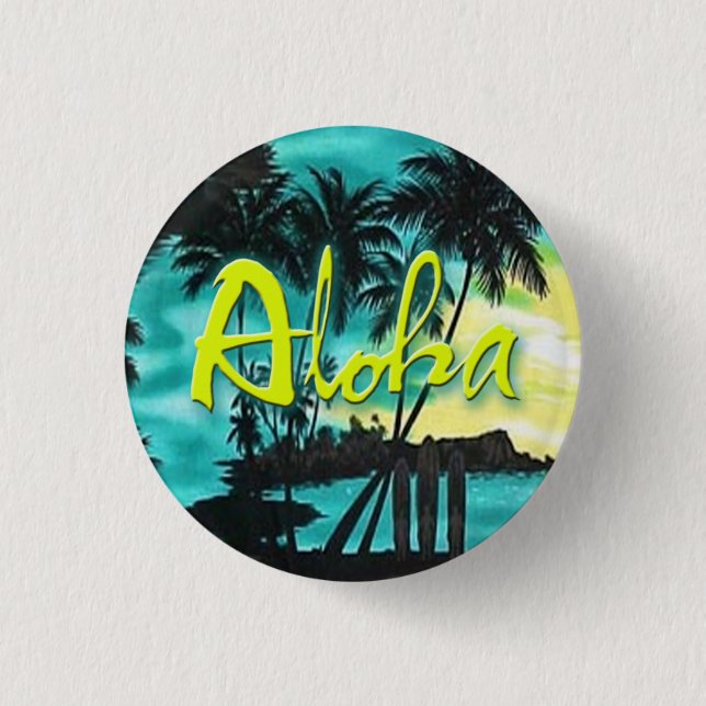 Aloha Aqua Sunset Pin Button (Vorderseite)