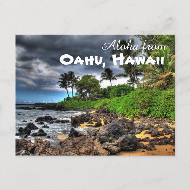 Aloha aus Oahu Hawaii Postkarte (Vorderseite)