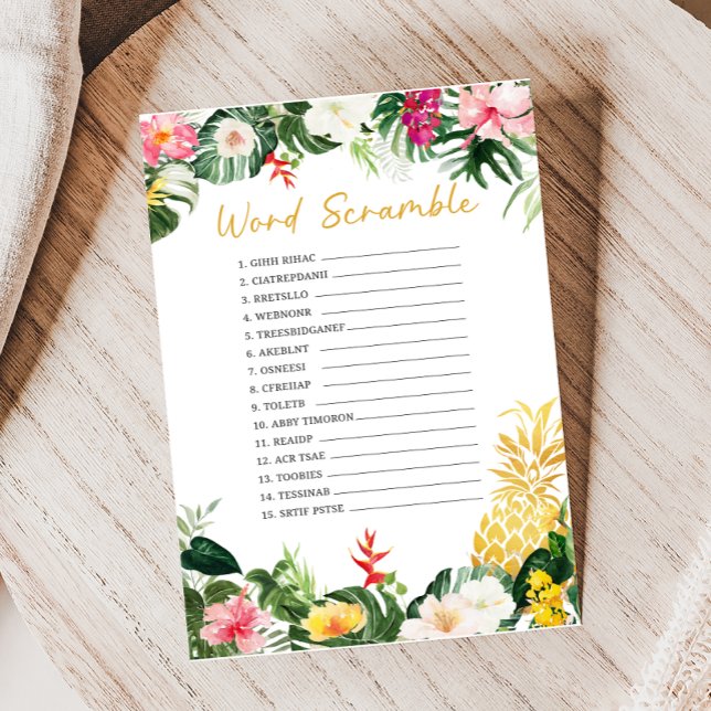 Aloha Baby Ananas Dusche Wortverwirrspiel (Aloha Baby Shower Game )