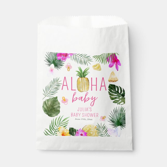 Aloha Baby Ananas & Schnullers Babydusche Luau Geschenktütchen (Vorderseite)