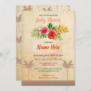 Aloha Baby-Dusche Luau laden tropisches Vintages Einladung