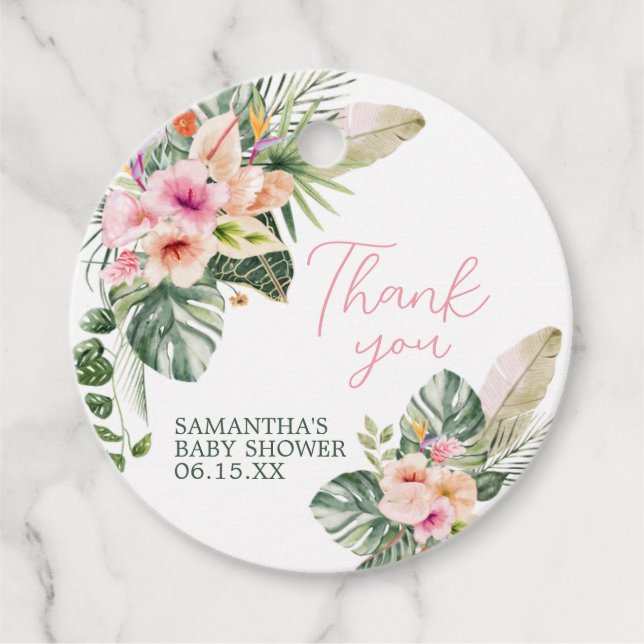 Aloha Baby Dusche Runde Geschenkanhänger (Vorderseite)