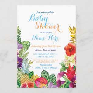 Aloha Baby Dusche Tropical Luau Boy Blue Invite Einladung