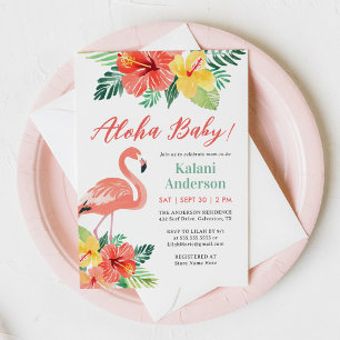 Aloha Baby Flamingo Baby Shower Einladung