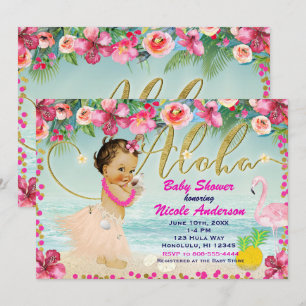 Aloha-Baby-Party hawaiianische Retro-Strand-Einlad Einladung