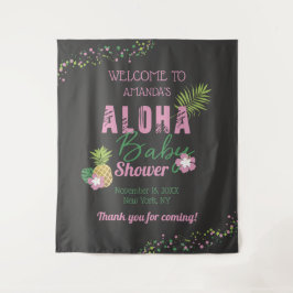 Aloha Baby Pink & Green Girl Baby Dusche Willkomme Wandteppich