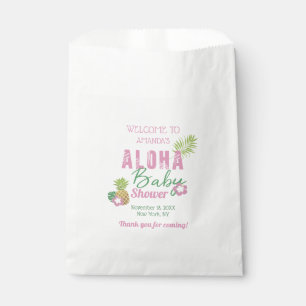 Aloha Baby Pink & Green Tropical Girl Baby Dusche Geschenktütchen