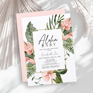 Aloha Baby Pink Tropical Floral Baby Dusche Einladung