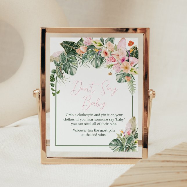 Aloha Baby Shower Say Baby nicht Poster (Aloha Pink Hawaiian Baby Shower Don't Say Baby Sign)