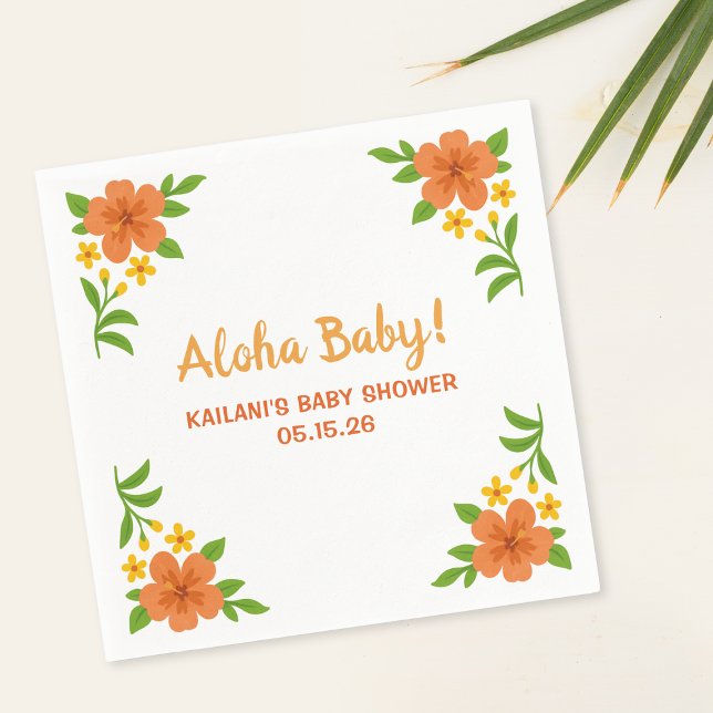 Aloha Baby! Tropical Hawaiian Floral Baby Dusche Serviette (Von Creator hochgeladen)