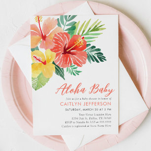 Aloha Baby Tropical Hibiskus Luau Babydusche Einladung