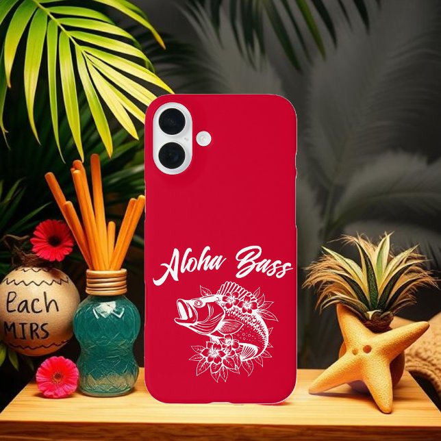 Aloha Bass Hawaiian Cherry Red Case-Mate iPhone Hülle (Aloha Bass Bass Fish Hawaiian Tropical Flowers Fisherman Trend Phone Case Cherry Red)