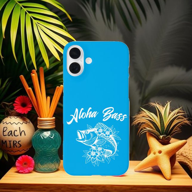 Aloha Bass Hawaiian Light Blue Case-Mate iPhone Hülle (Aloha Bass Bass Fish Hawaiian Tropical Flowers Fisherman Trend Phone Case)
