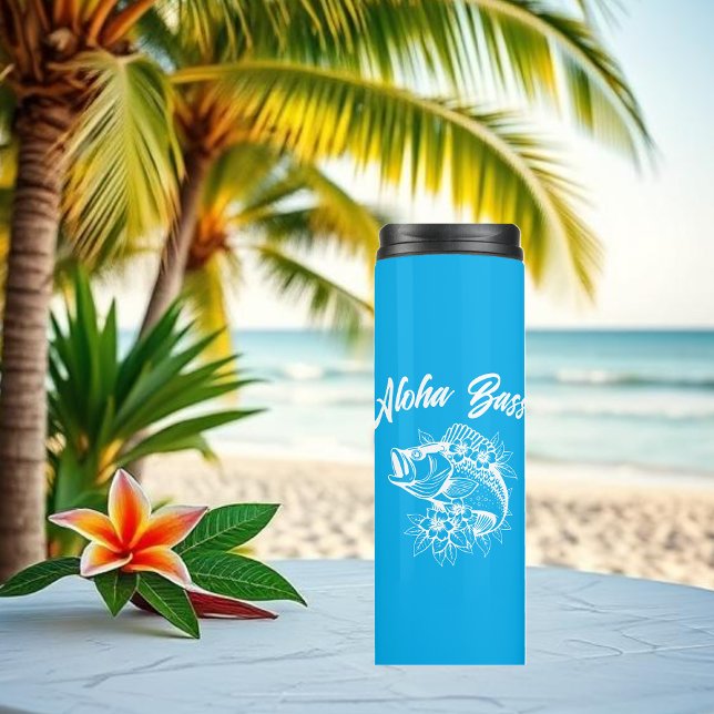 Aloha Bass-Hawaiian Light Blue Thermosbecher (Aloha Bass Bass Fish Hawaiian Tropical Flowers Fisherman Trend Fish Thermal Tumbler Light Blue)