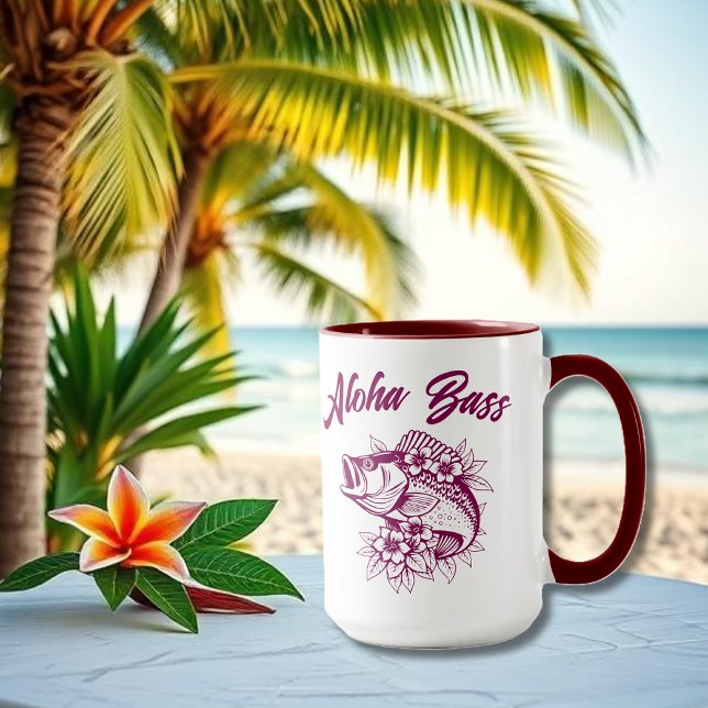 Aloha Bass-Hawaiian Wine Tasse (Aloha Bass Bass Fish Hawaiian Tropical Flowers Fisherman Trend Fish Mug)