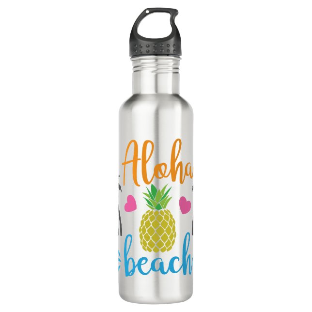 Aloha Beach Edelstahlflasche (Vorderseite)
