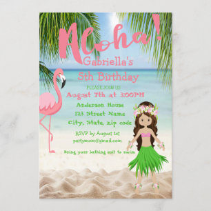 Aloha Beach Girls Luau Geburtstagsparty Einladung