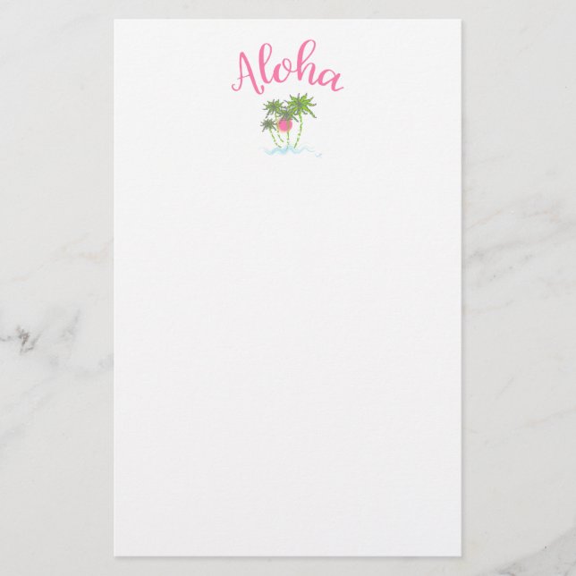 Aloha Beach Hawaiian Style Summera Briefpapier (Vorderseite)