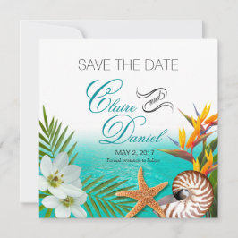 Aloha Beach Plumeria Frangipani Save the Date