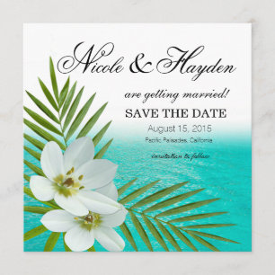 Aloha Beach Tropische Blumen Save the Date Einladung