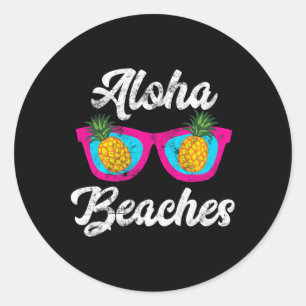 Aloha Beaches Funny Tropical Hawaiian Ananas Su Runder Aufkleber