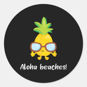Aloha Beaches Grafische Ananas mit Sonnenschutzcre Runder Aufkleber