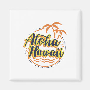 Aloha Beaches Hawaii Palms Vintages Surfer Shirt Magnet