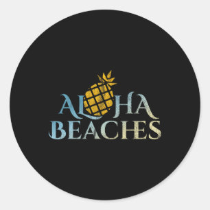 Aloha Beaches Hawaii Surfen Ananas Party Sun S Runder Aufkleber