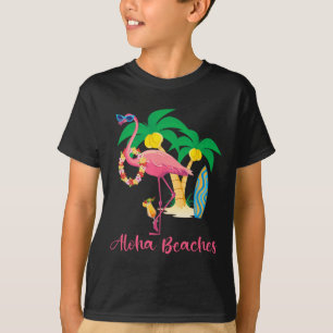 Aloha Beaches Hawaiian Blume Floral Flamingo Tai T-Shirt