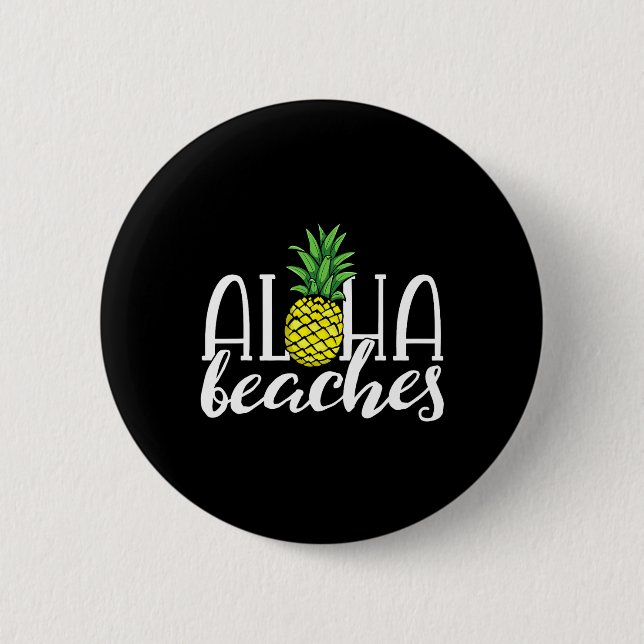 Aloha Beaches Hawaiianischer Junggeselinnen-Abschi Button (Vorderseite)
