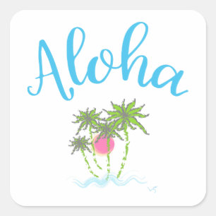 Aloha Beaches Hawaiianischer Sommer Quadratischer Aufkleber