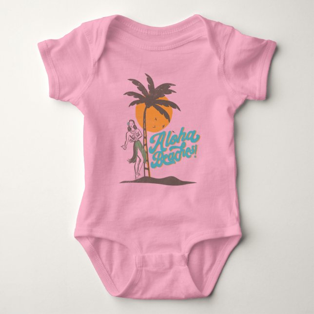 Aloha Beaches Hula Girl Hawaii Hawaii Retro Baby Strampler (Vorderseite)
