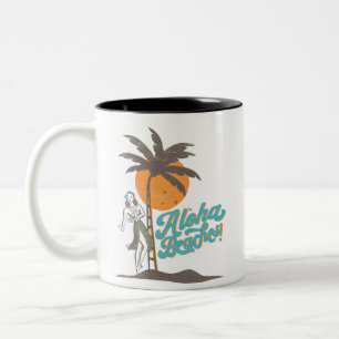 Aloha Beaches Hula Girl Hawaii Hawaii Retro Zweifarbige Tasse