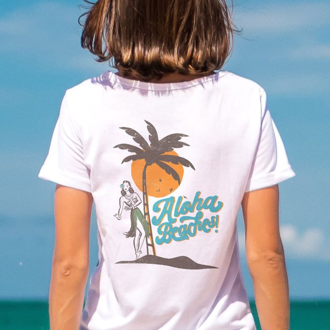 Aloha Beaches Hula Girl Hawaii Hawaiian Retro T-Shirt (Von Creator hochgeladen)