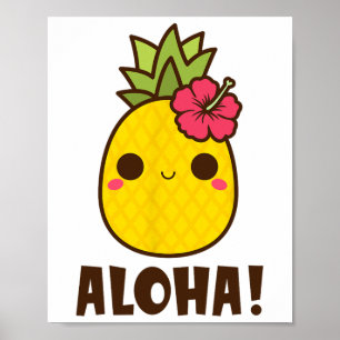 Aloha Beaches Kawaii Niedliche Ananas Hawaii Hawai Poster