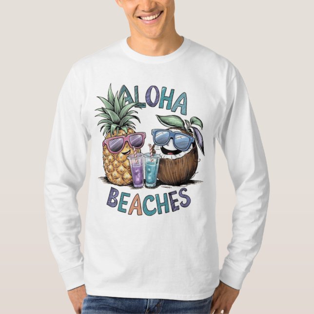 Aloha Beaches Men's Basic Long Sleeve T - Shirt (Vorderseite)