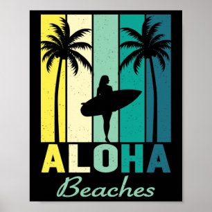 Aloha Beaches Surfer Girl Hawaii Vintag Hawaii Poster