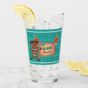 Aloha Beaches Tiki Torches Hawaiian Luau Bamboo  Glas