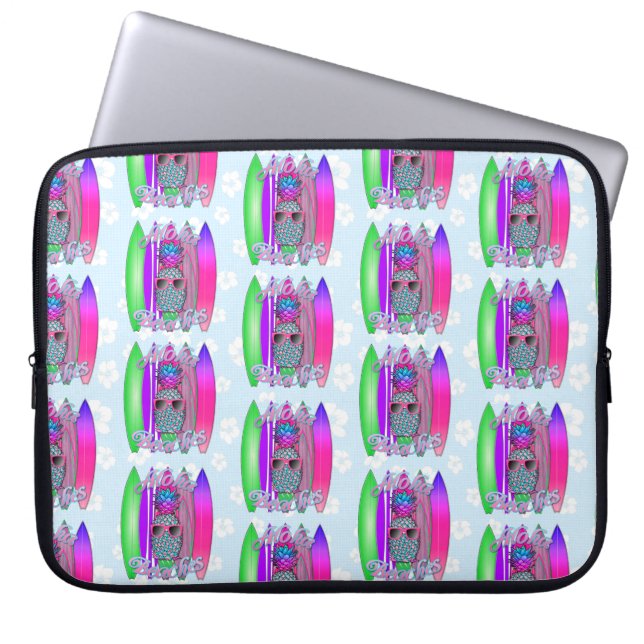 Aloha Beaches Tropical Surf Ananas Laptopschutzhülle (Vorderseite)