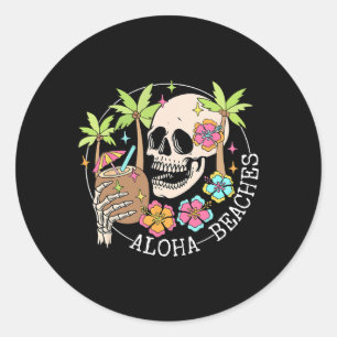 Aloha Beachs Skeleton Sommerurlaub Hawaii Familien Runder Aufkleber