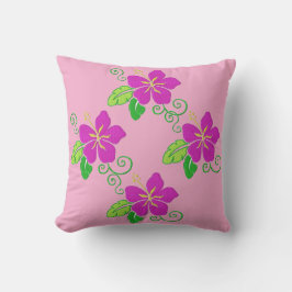 Aloha Bestickter Look Rosa Hawaiian Flower Kissen