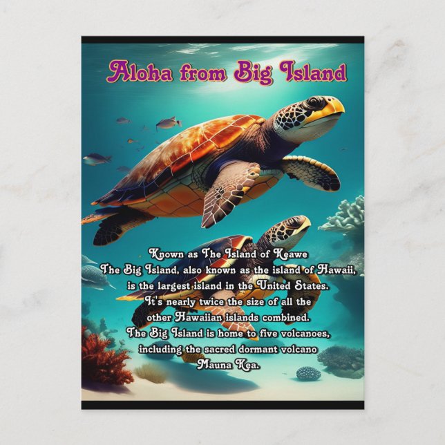 Aloha Big Island Hawaii Postkarte (Vorderseite)