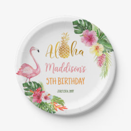 Aloha Birthday Ananas Tropischer Flamingo Pappteller