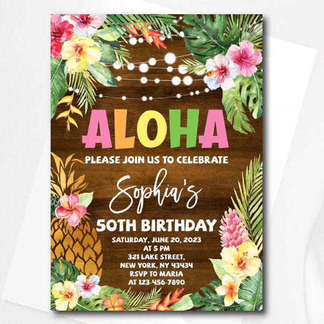 Aloha Birthday Einladung Vorlage Hawaiian Birthd (Von Creator hochgeladen)