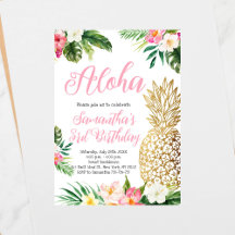 Aloha Birthday Luau Hawaiian Gold Ananas