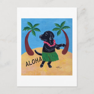 Aloha Black Labrador Malerei Postkarte