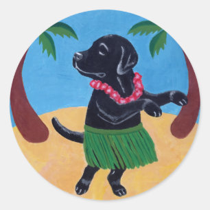 Aloha Black Labrador Runder Aufkleber