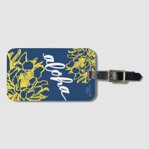 Aloha Blau mit Gelben Cereus-Blumen Gepäckanhänger