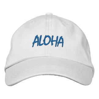ALOHA Blau und Weiß Bestickte Baseballkappe